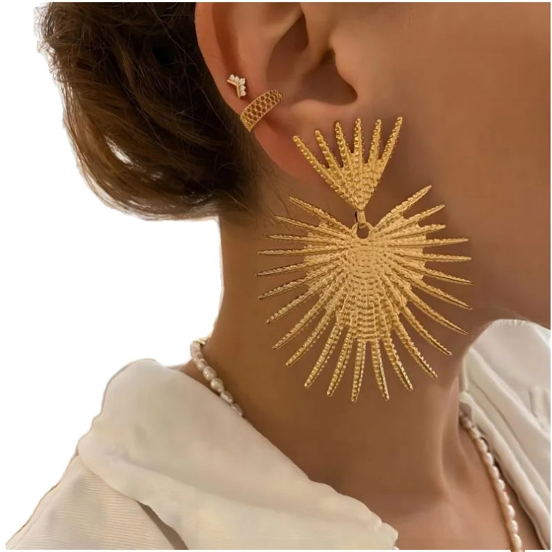 Stylish Women's Stainless Steel Gold Plated Drop Earrings for Valentine's Day Big Hoop Trendy Design Earring