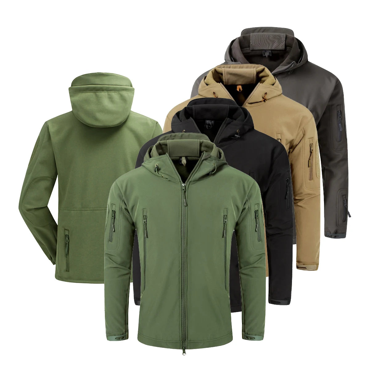 Custom logo Printing Tactical Hoody Winter Outdoor Jacket Men's Softshell Jacket With Fleece Hiking Hunting Waterproof Jacket