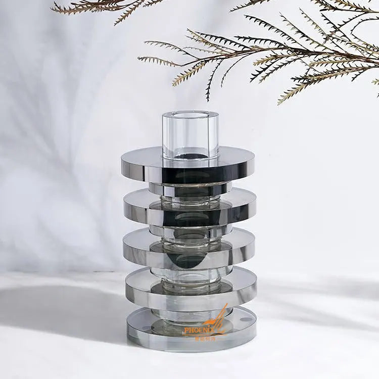 Luxury K9 Crystal Glass Candle Holder Polished Wedding Table Decorations and Centerpieces Wholesale Flower Stands on Sale