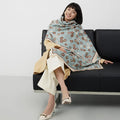 Sweet Flower Women's Korean-Style Polyester Scarves Versatile Refined Touch for Autumn Winter Thicker Shawls Available Wholesale