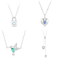 Jiang Yuan New Unique Gemstone Cuban Chain Necklace Blue 925 Sterling Fine S925 Silver Jewelry Girls Valentines Heart Necklaces