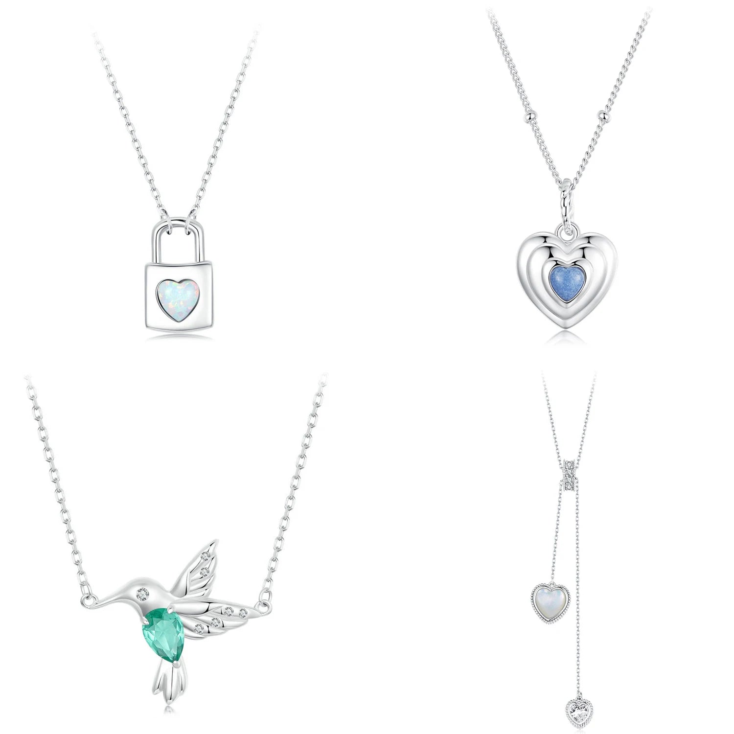 Jiang Yuan New Unique Gemstone Cuban Chain Necklace Blue 925 Sterling Fine S925 Silver Jewelry Girls Valentines Heart Necklaces