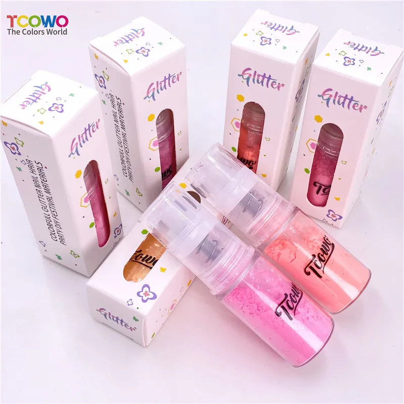 Pastel Neon Powder Highlighter Body Glitter Spray Pump Dust Mica Powder Cosmetic Grade Nail Ombre Spray for Hair and Body Beauty