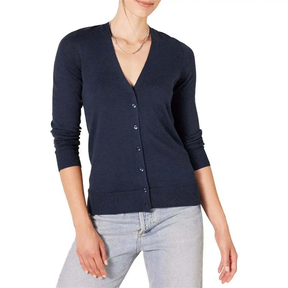 Women's Open Front Lightweight V-Neck Cardigan Sweaters Fashion Button Down Cable Knit Chunky Outwear Coats