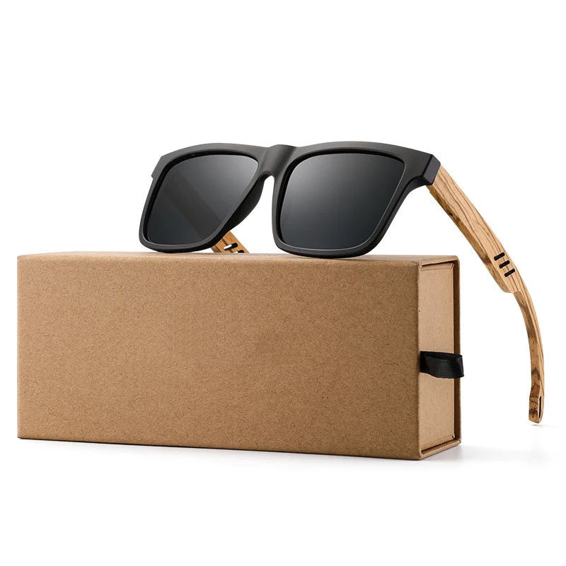 2021 New Wooden Handmade Men Fashion Polarized Eyewear Driving UV400 Eco Sunglasses