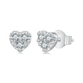 Factory Wholesale 925 Sterling Silver Simple Heart Stud Earrings 0.18CT White Moissanite for Women