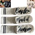 Women Wedding Bachelorette Party Cotton Crew Bride Socks Maid of for Honor Bridesmaid Letters Striped Socks