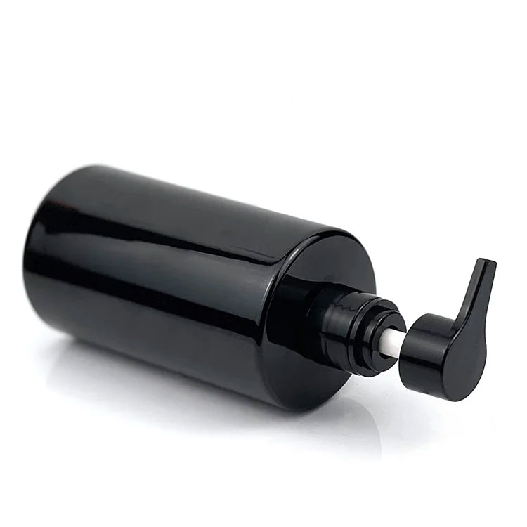 Customizable 300ml 500ml Colorful Round Black PE Plastic Cosmetics Lotion Shampoo Pump Sprayer Facial Cleanser Bottle