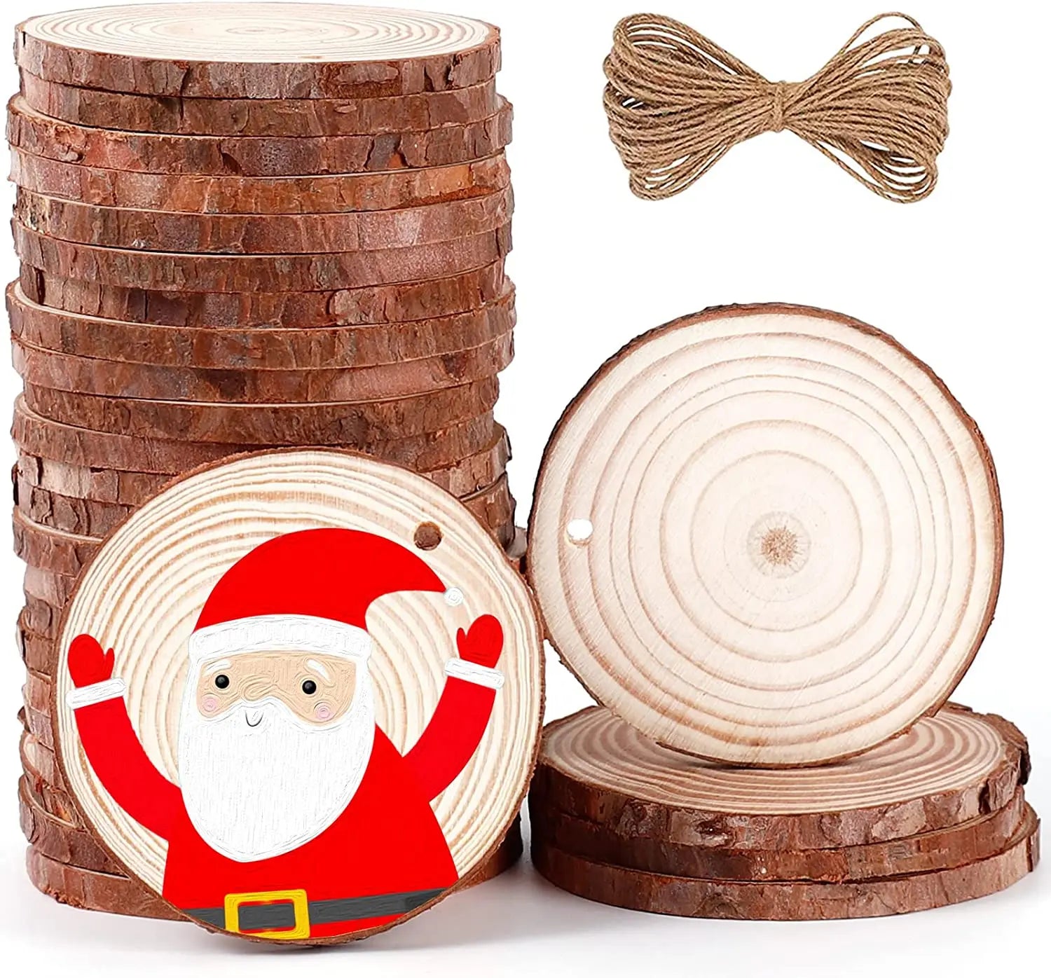 Wholesale WY Brand Natural Pine Wood Round Slices with Tree Bark Engraved Coasters for Painting Decoration Crafts 3-18cm Hunan