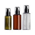 Customized Color Packaging Plastic Bottle 100ml150ml Brown Transparent PET Spray Lotion Bottle with Black Pump