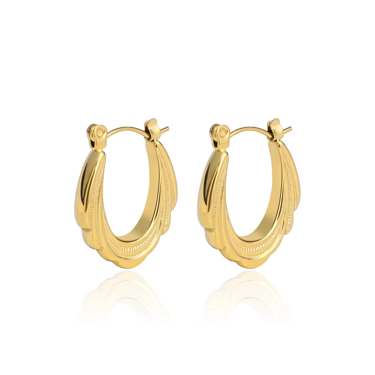 Xinyashang Custom 14K 18K 24K Gold Plated Stainless Steel Drop Earrings Women's Fashion Hoop Huggies Clip Stud Fashion Jewelry