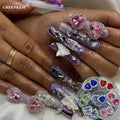 GREENKEM 8 Color Rhinestone Heart-Shaped Nail Art Decoration Nail Charm Claw Diamond Jewelry Heart Shape Large Nail Rhinestones