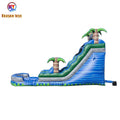 Commercial Blue Tropical Trampoline Water Slide Jump Inflatable Jump Inflatable With Swimming Pool Inflatable Castle