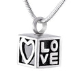 Stainless Steel Cube Heart Love Cremation Urn Locket Ash Holder Keepsake Necklace Urn Magic Pendant Memento Funeral Gift Locket