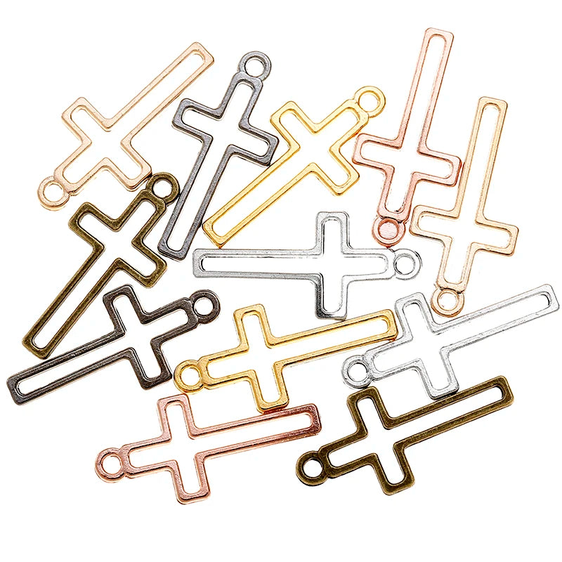 YuenZ 100pcs/bag Antique Silver Color Hollow Out Cross Charms Pendant Jewelry Metal Alloy Jewelry Marking 23*11mm T102