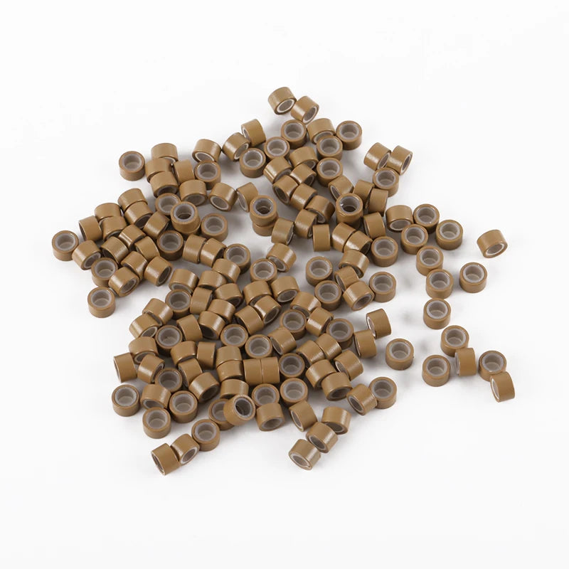 5.0mm 1000pcs/bottle Hair Extensions Links Micro Beads Silicone Lined Aluminum Micro Rings for Hair Extensions