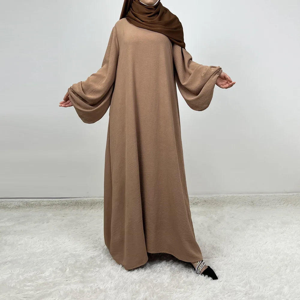 Women's Muslim Abaya Dress Long Sleeves Islamic Dubai Saudi Arabia Robe Floor Length