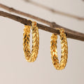 Exaggerated 18K Gold Plated Wheat Twisted Rope Earrings Women Twist Rope Hoop Earrings Stainless Steel Jewelry
