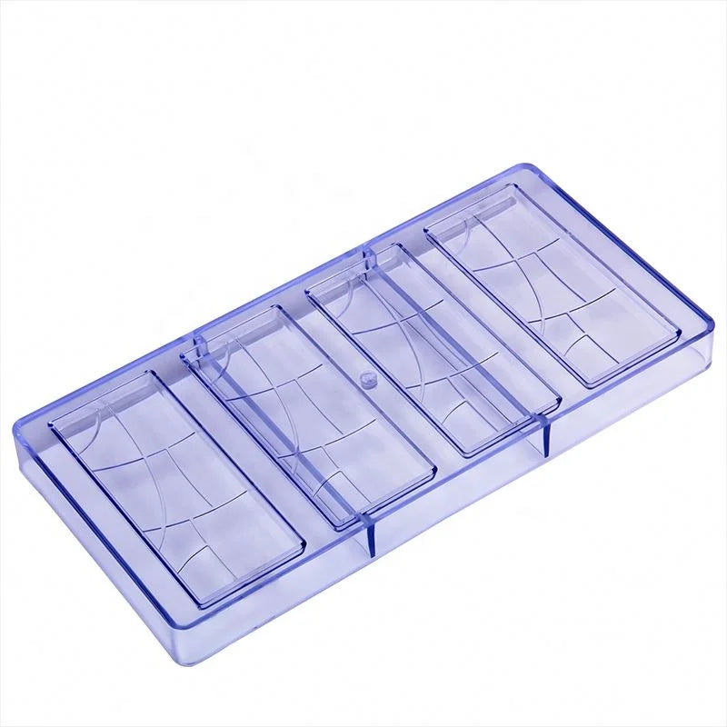 Rectangle Shape 4 Cavity Fondant Cake Candy Moulds 3D Clear Plastic Chocolate Mold for Baking