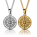 Custom Greek Medusa Necklace Stainless Steel Travel Carftd Men Jewelry PVD 18k Gold North Star Compass Men Necklace