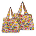 New stock large custom floral print Polyester Promotional recycle woman Handbag foldable reusable Grocery eco shopping tote Bags