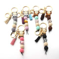 Hot Selling DIY Accessories Creative Bull Pendant Keychain with Silicone Beaded Bracelet and Rechargeable Doll Pattern