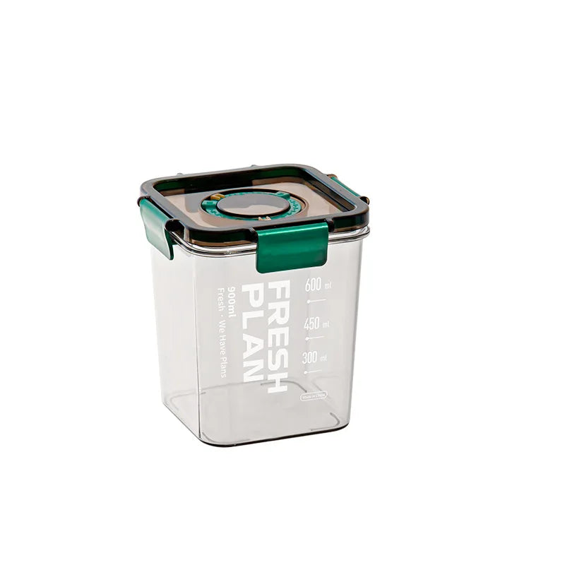 Pet Square Kitchen Food Storage Jar With Scale Transparent Refrigerator Sealed Plastic Food Container With Lid