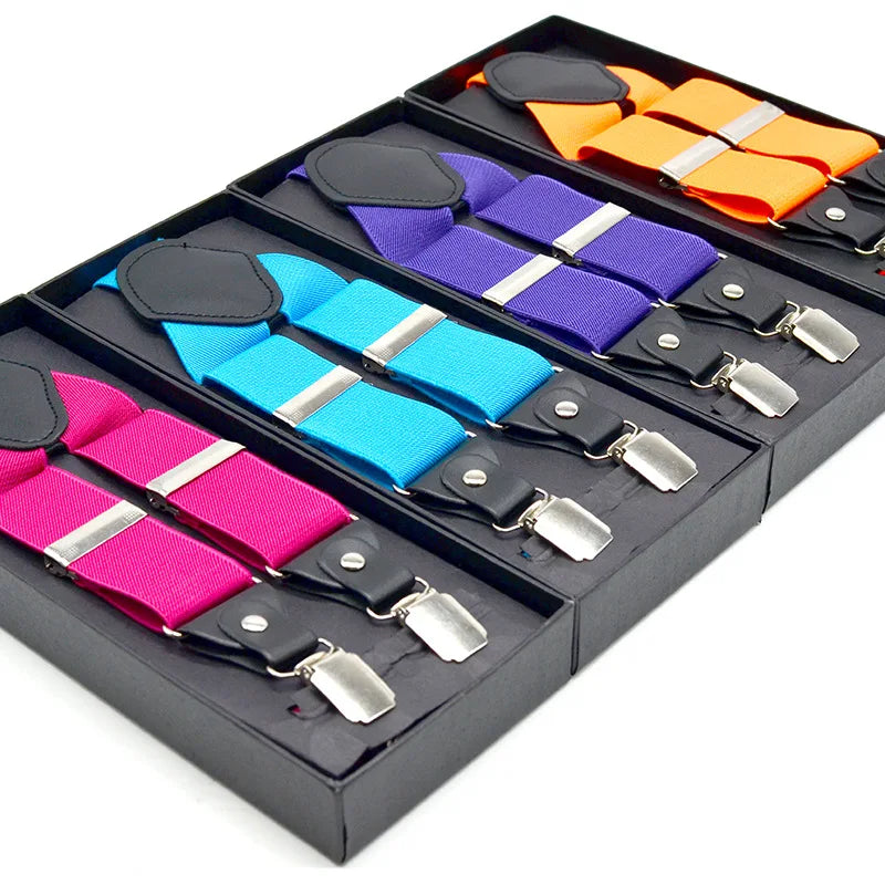 Candy Color 3.5cm Width Elastic Suspenders for Men Custom Suspenders Packing Box With Logo
