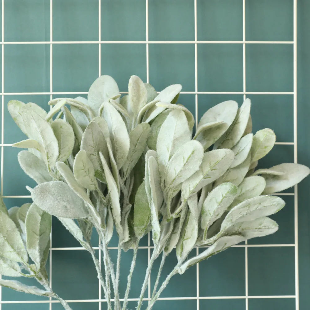 Artificial Green Leaf Plant Salvia Senecio Cineraia Dusty Miller Leaves for Decoration