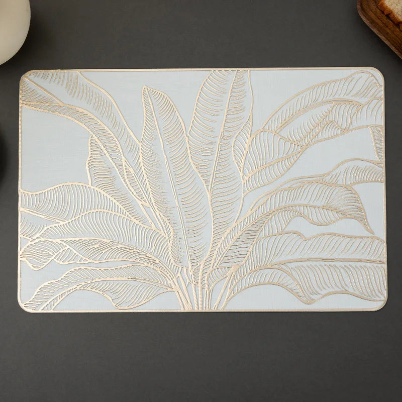 Wholesale Hot Sale Luxury Placemats Gold PVC Table Mats for Dining Wedding Party Plastic Tableware Decorative Vase Mat