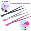 GREENKEM Silicone Pressing Head for 3D Sticker Rhinestones Water Sticker Stainless Steel Nail Tweezers