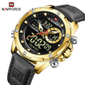 NAVIFORCE 9208 GBB Wholesale Factory Custom Design Ports Quartz Watch Leather Strap Resistant Analog LCD Digital Luxury Watch