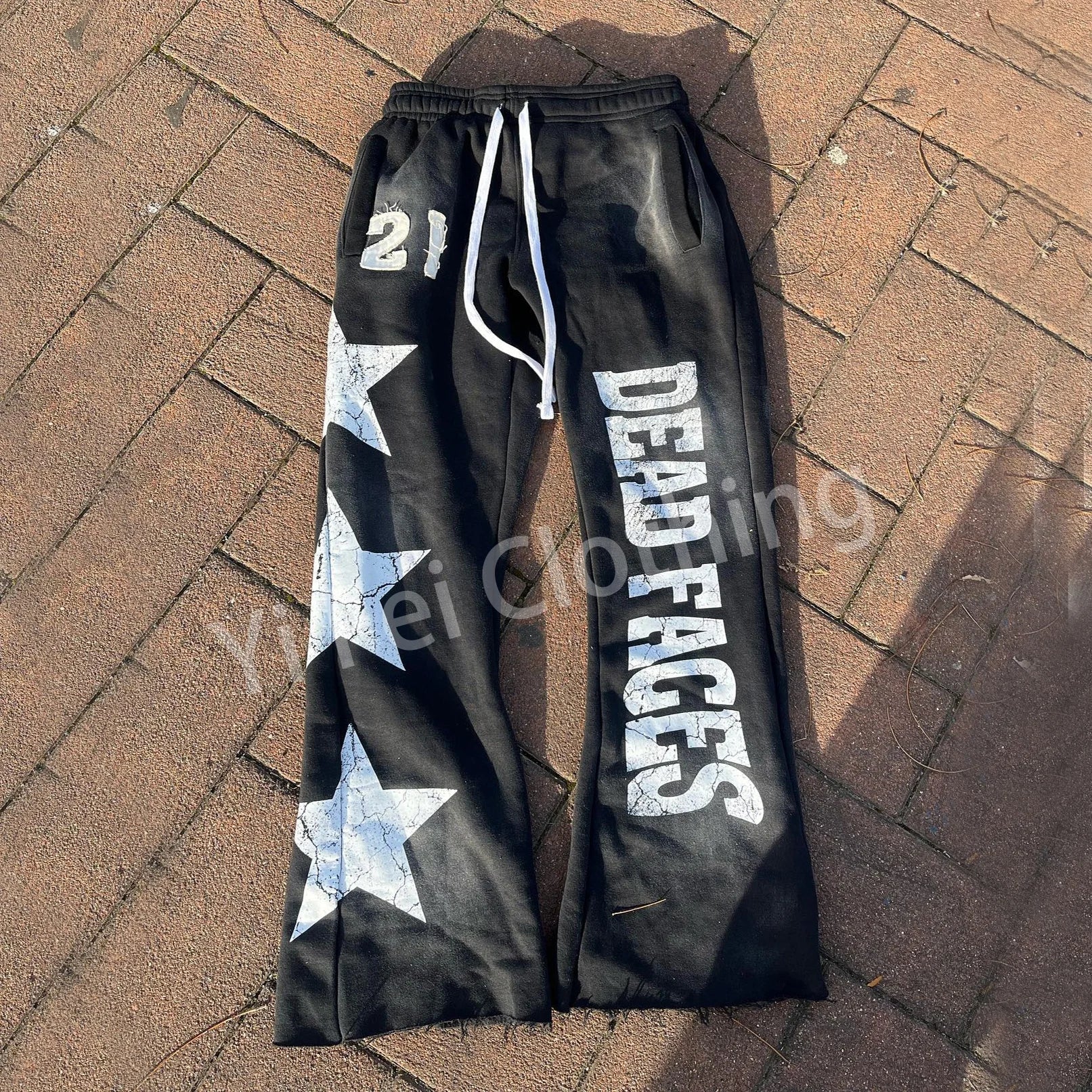 Custom Designer Jogger Men's Embroidered Screen Print Baggy Pants Vintage Acid Wash Stacked Flare Sweat Pants for Men