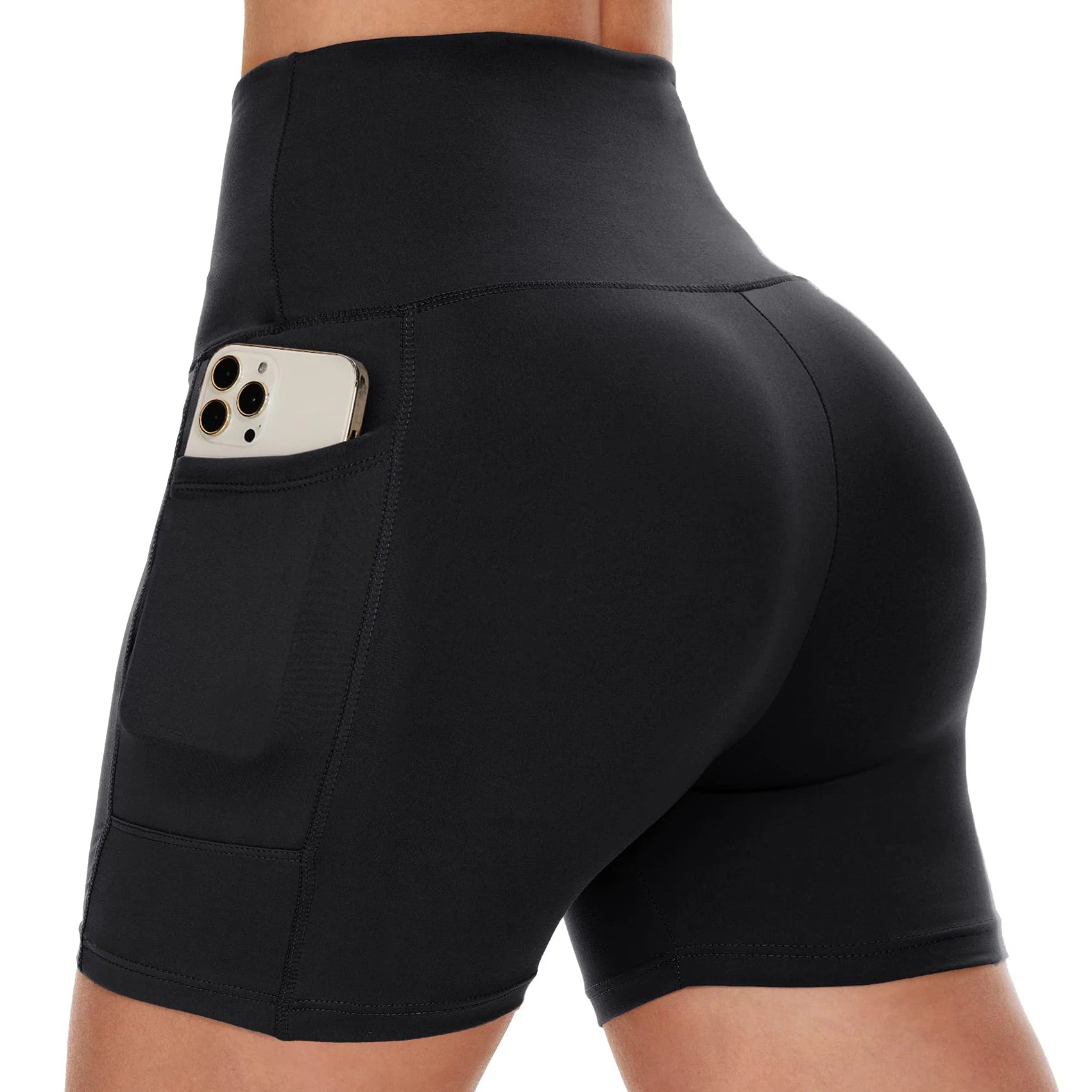 Custom 4" High Waisted Biker Shorts With Pocket for Running Cycling Super Soft Workout Yoga Shorts for Women