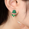 Kids Hypoallergenic 925 Silver Needle Mini Animal Earrings Korean Super Cute Yellow Green Dinosaur Stud Earrings for Teen Girls