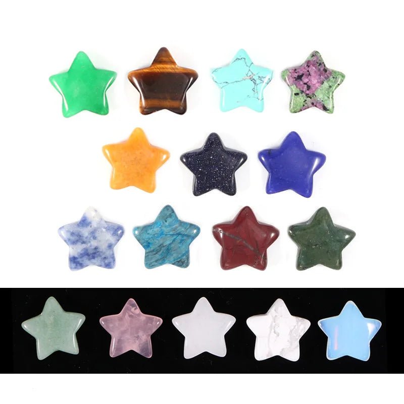 Factory Supply 20 MM Natural Stone Star Shaped Ornament Fashion Pendant Five-pointed Star Crystal Stone Loose Beads