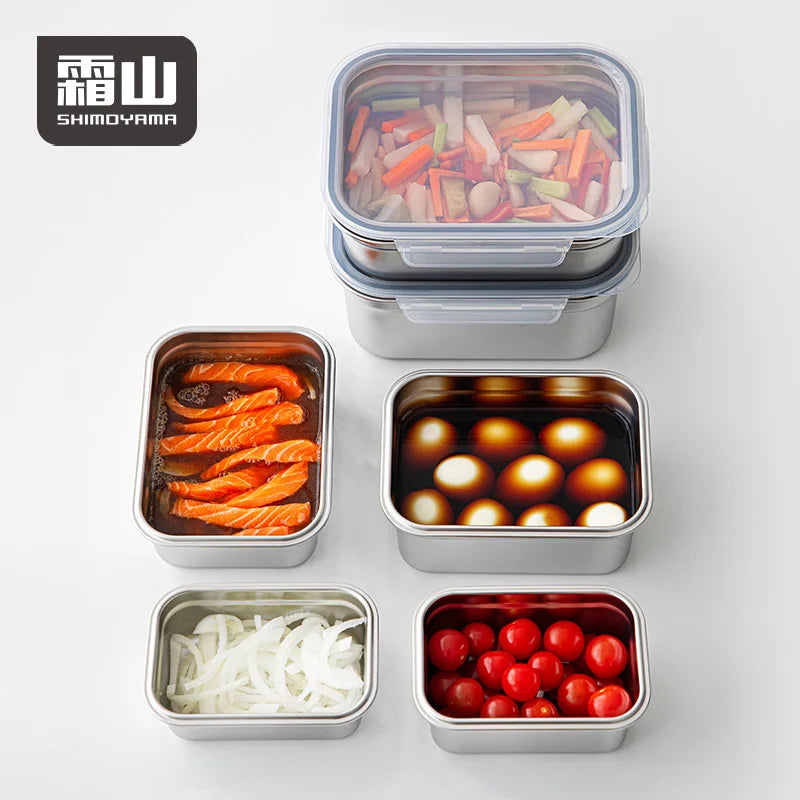 SHIMOYAMA 304 Stainless Steel Food Container Airtight Refrigerator Freezer Food Fridge Crisper Kitchen Prep Kitchen