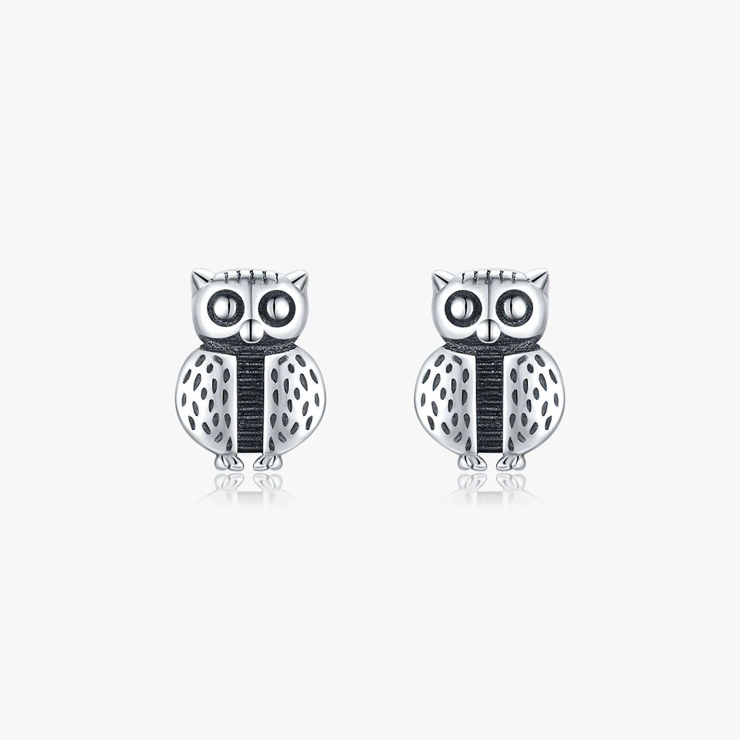 Animal Series Design Fine Jewelry 925 Sterling Silver Vintage Tiny Cute Owl Stud Earrings for Women