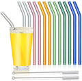 Wholesale 20cm Transparent Colored Custom Logo Twisted Bent Curved Eco-friendly Reusable Borosilicate Glass Drinking Straw