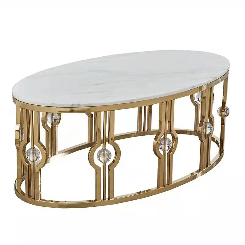 Living Room Furniture Hot Sale New Design Sintered Stone or Marble Coffee Table Stainless Steel Frame Coffee Table Gold