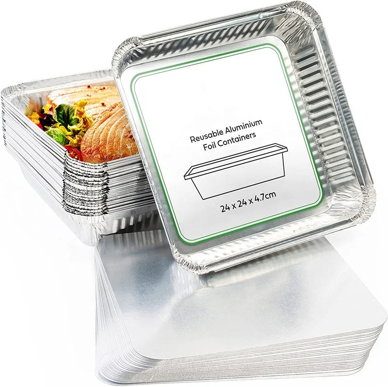 9x9x2 Inch square Pizza Baking Pans Disposable Aluminum square Pizza Catering Tray with  Lid