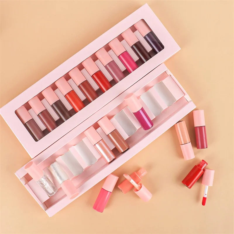 Custom Logo Travel Sample Size Lip Gloss Set Makeup Gift Sets with Private Label Wholesale Lip Gloss Supplier