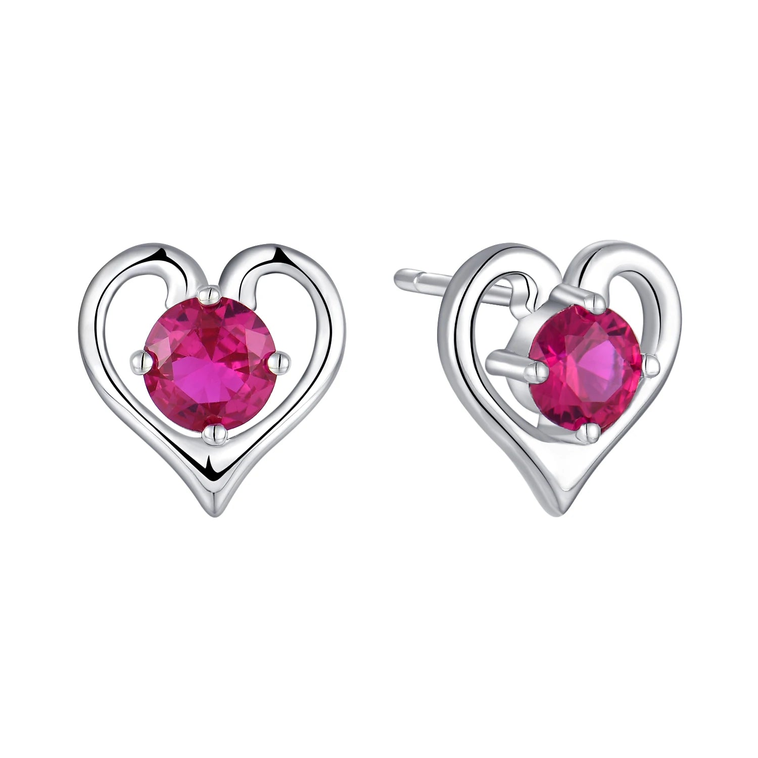 Wholesale Elegant Pink Aaa Cubic Zircon 925 Silver Small Heart Earrings Fashion Accessories Jewelry Valentine Day Gift for Girls