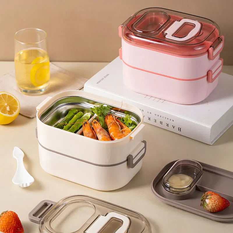 Wholesale Plastic Portable Triple Tier Stackable Reusable Insulated Thermal Heatable Camp Salad Lunch Box Bento Kids School