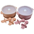 Baby Feeding Tableware Set Suction Bowl Spoon Bib Silicone Food Grade BPA Free Non Slip Cute 4 Pcs
