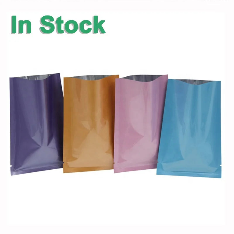 Multicolor 3 Side Seal Laminated Heat Seal Flat Aluminum Foil Food Packaging Bags With Tear Notch