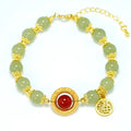 Fashion Imitation Hetian Jade Bracelet Red Agate Jade Beaded Bracelet Freshwater Pearl Green Aventurine Stone Pendant Bracelet