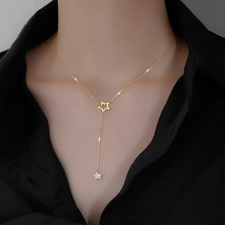Wholesale Fashion Light Luxury  Jewelry Small Zircon Star Pendant Twinkling Star Pendant Necklace for Women