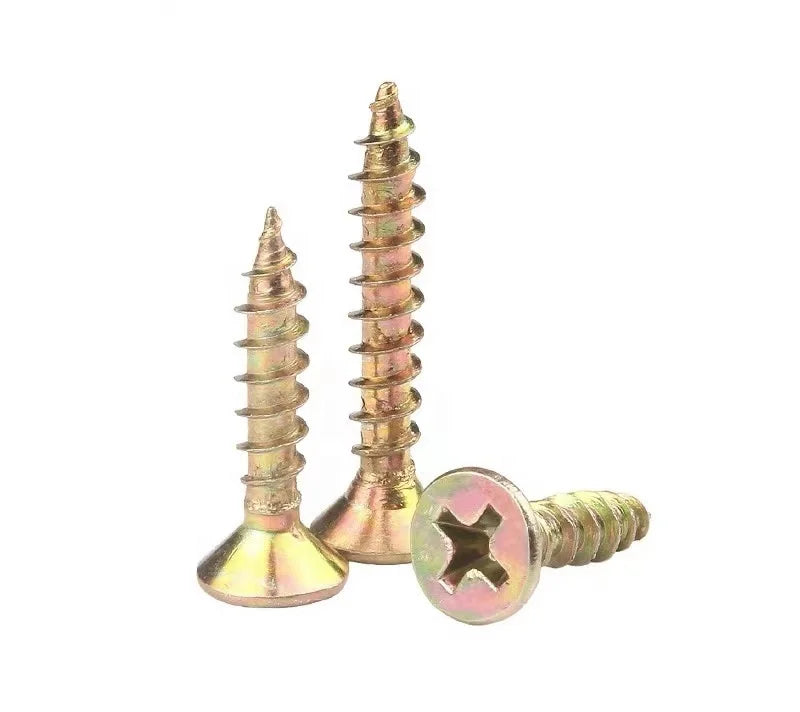 Cross Countersunk Head Self-tapping Thread Zinc Plated Chipboard Screw Manufacturer C1022 Yellow Zinc CSK Wood  Screws