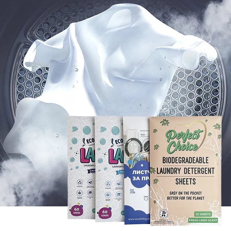 Wholesale Eco-Friendly Disposable 30 Sheets Plant-Based Sensitive Skin Laundry Detergent Sheets Deep Stain Removal Fresh Scent